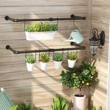Industrial Pipe Clothes Rail Rack Wall-Mounted Iron Garment Pipe Hanging Rod UK