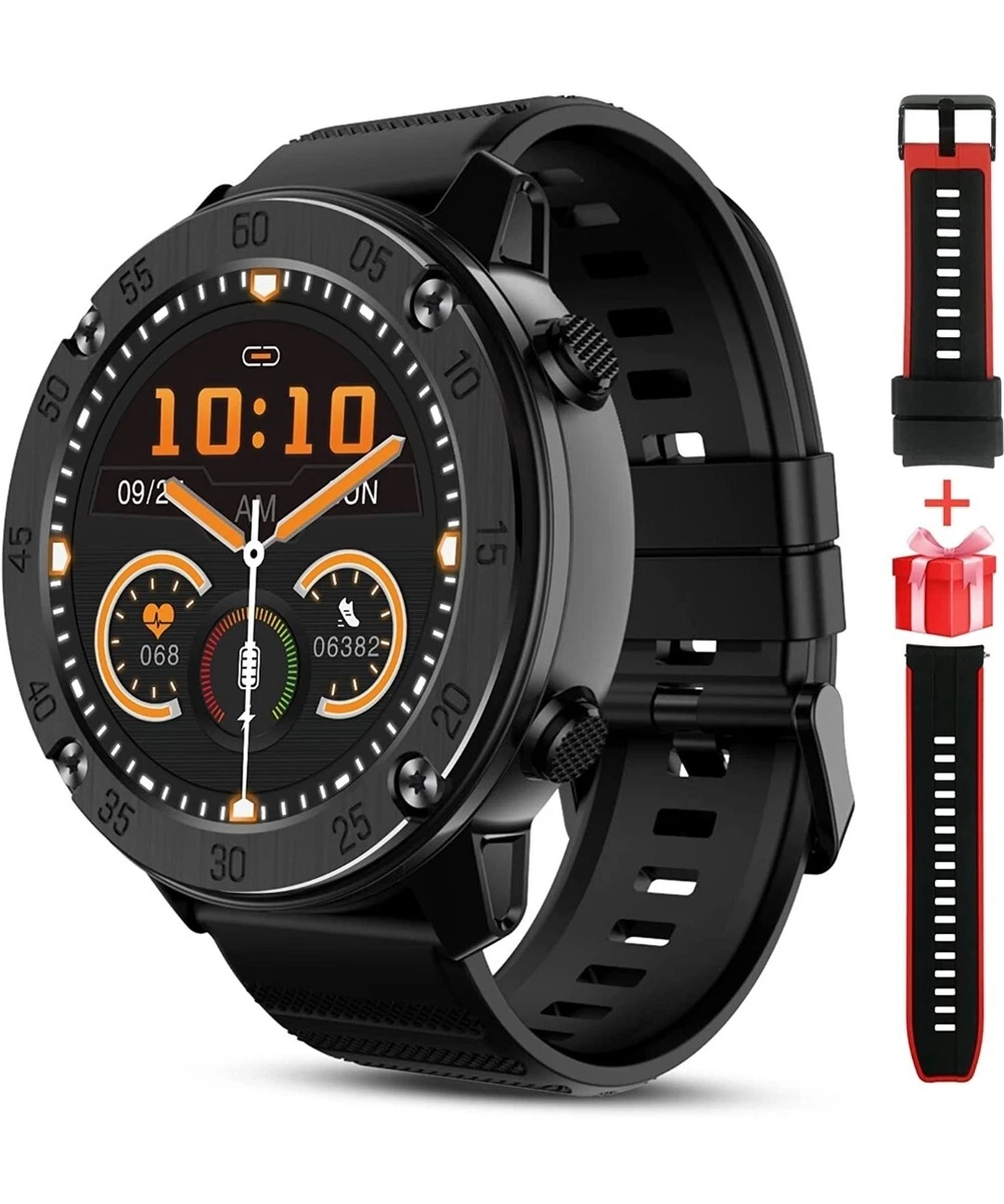 Black Large Round Smart Watch Mens ECG Touch Screen Fitness Dress