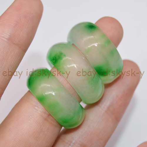 Natura Gemstone Green Jade Jadeite 18-20mm Finger Circle Ring Women Jewelry - Imagen 4 de 14