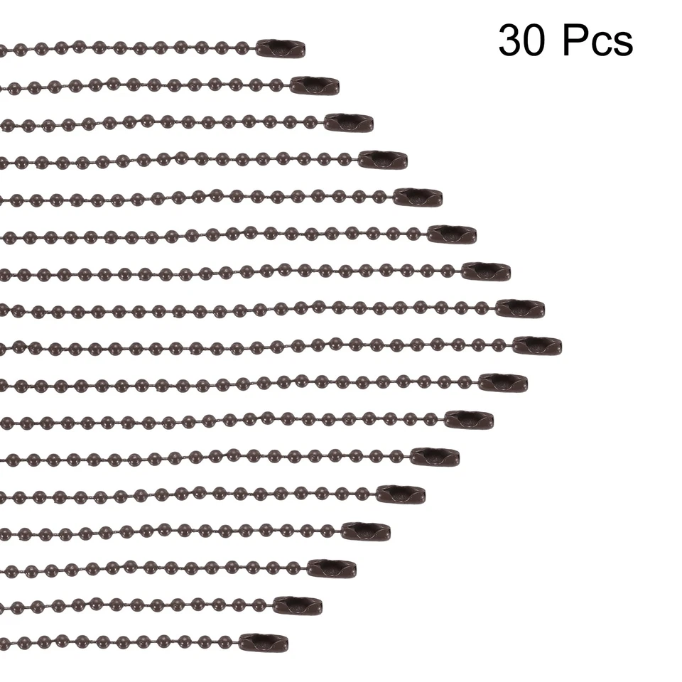 Cadena de cuentas de bola de 5 pulgadas de 30 piezas, cadena de bola de metal para llavero, marrón Foto 3 de 4