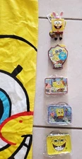 (6) SpongeBob SquarePants Beach Towel Nickelodeon Mini Lunchbox, Keychains candy
