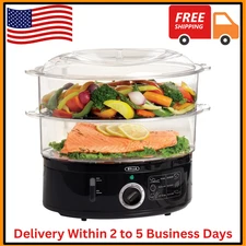 BELLA 7.4 QT 2-Tier Electric Food Steamer Vegetable Cooker Warmer for Cooking