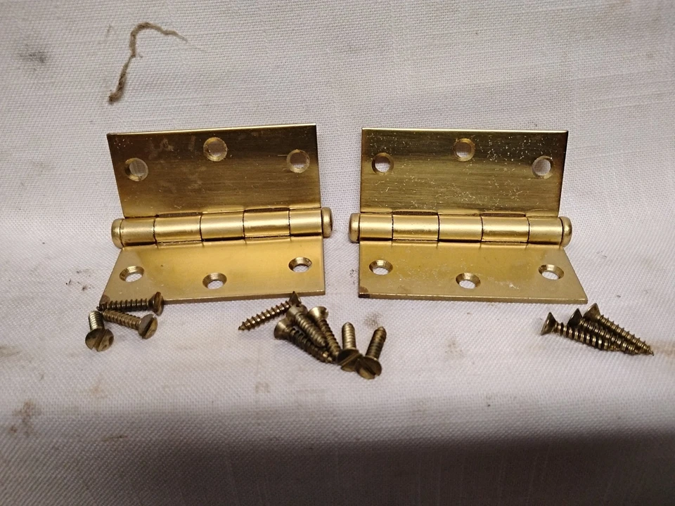 4 pares de bisagras National 512 de latón opaco nuevas de stock con herrajes total de 8 bisagras Foto 4 de 4