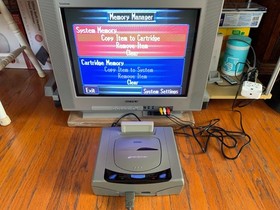 Sega Saturn HST-3210 gray Japanese console system + 10 games + memory cartridge
