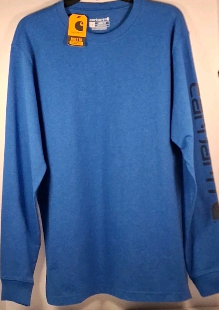 Carhartt TK0231 M-Small Loose Fit Hvy Lg-Sleeve Logo Sleeve Graphic T, Blue