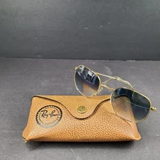 Ray-Ban RB3548 Hexagonal Sunglasses 50-20-138 Gold Frame Blue Lenses