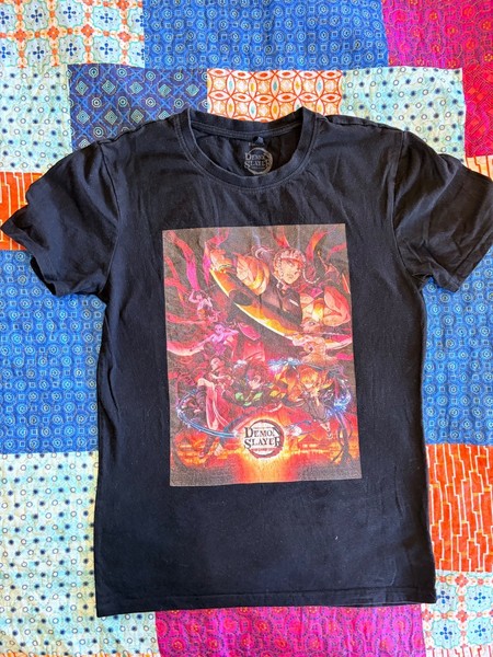 Demon Slayer Black Graphic T-Shirt XS Anime Print
