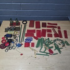 Vintage Meccano Job Lot Metal Construction Set Parts Plates Wheels Gears Spares