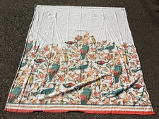 OPALHOUSE JUNGALOW FLORAL BIRDS TEAL GREEN YELLOW WHITE (1) SHOWER CURTAIN 71X72