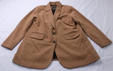 Eloquii Women's Button Front Solid Print Pocket Blazer NC3 Brown Size 14