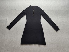 Universal Thread Women Mini Dress XS Black Ribbed Button Front Stretch Casual
