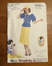 Simplicity 8486 Snow White Costume/Bound Pattern 2-Piece Dress, Hat 14-22 Uncut