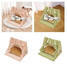 Cat Tent House Dog Tent Pet Bed with Door Curtain Washable Cave Portable