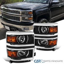 Fits 2014-2015 Chevy Silverado 1500 Black Projector Headlights w/ Corner Lamps