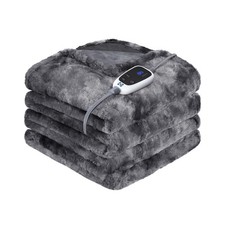 Sealy Electric Blanket Heated Throw, Faux Fur Heating Blanket with 6 Heat Settin