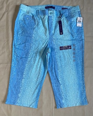 Gloria Vanderbilt Super Amanda High Rise Capris 20W NWT Blue Cheetah Print
