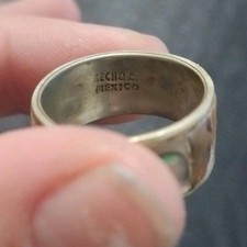 Mexican Silver Abalone Inlay Ring Multicolor Stone Ethnic Style