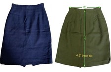 Lot 2 Vintage Pencil Skirt Green  Blue Size 6  S - Knee-Length Back Slit Lined