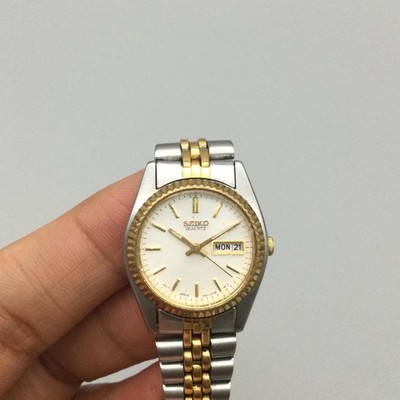 Vintage Seiko Womens Watch 24mm Two Tone 7N83-0041 Day Date New