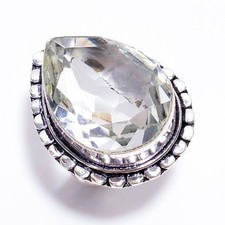 Handmade Jewelry Crystal Gemstone 925 Sterling Silver Ring 7.75 US Gift For Her