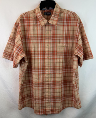 Arrow Orange Plaid Button Up Short Sleeve Shirt Men's Size XL