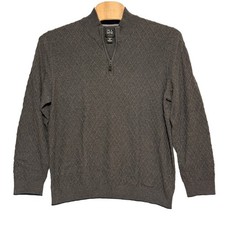 Jos A Bank Traveler 2XLT Grey Diamond Knit 100 Pima Cotton Quarter Zip Sweater