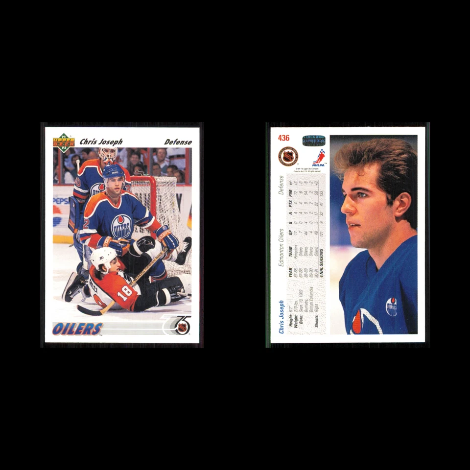 Chris Joseph #436 1991 Upper Deck Edmonton Oilers Hockey Card NHL NM - Image 3 of 3