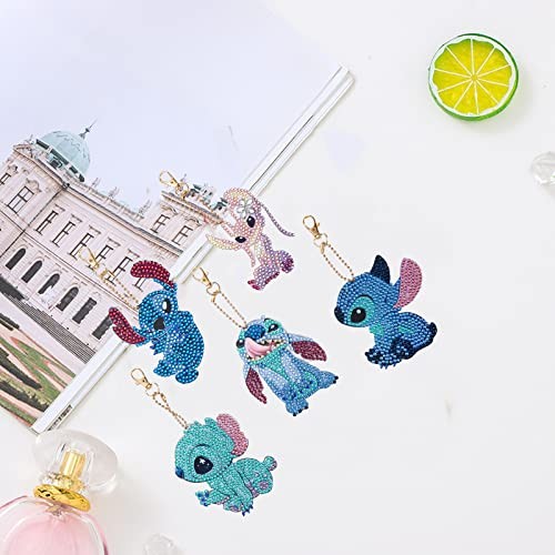 5 Pack Stitch Diamond Painting Kits Keychains,DIY 5D Full Drill Special Shape - Picture 5 of 8