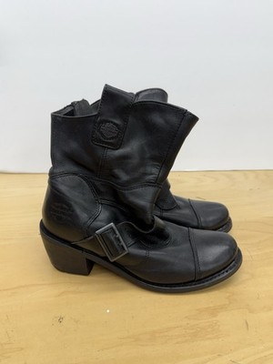 Harley Davidson Boulder Womens Size 8.5 Boots Black Leather Mid Cut Riding Boots