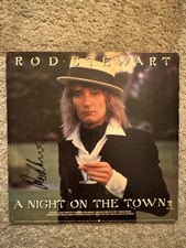 Rod Stewart handsignierte "A Night On The Town" Vinyl & PSA QO KARTE + offizielles Echtheitszertifikat
