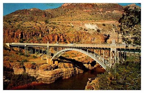 Postcard BRIDGE SCENE Salt River Canyon Arizona AZ j/24 AP1366