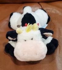 10 Inch VTG Eden Wind Up Musical Stuffed Cow Calf Plush Around The World Works