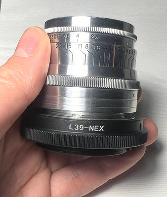 Jupiter 8M 50mm F2 L39-NEX マウントアダプター付 JUPITER-8 50mm f/2 Soviet Vintage rangefinder Lens M39 + L39–Sony