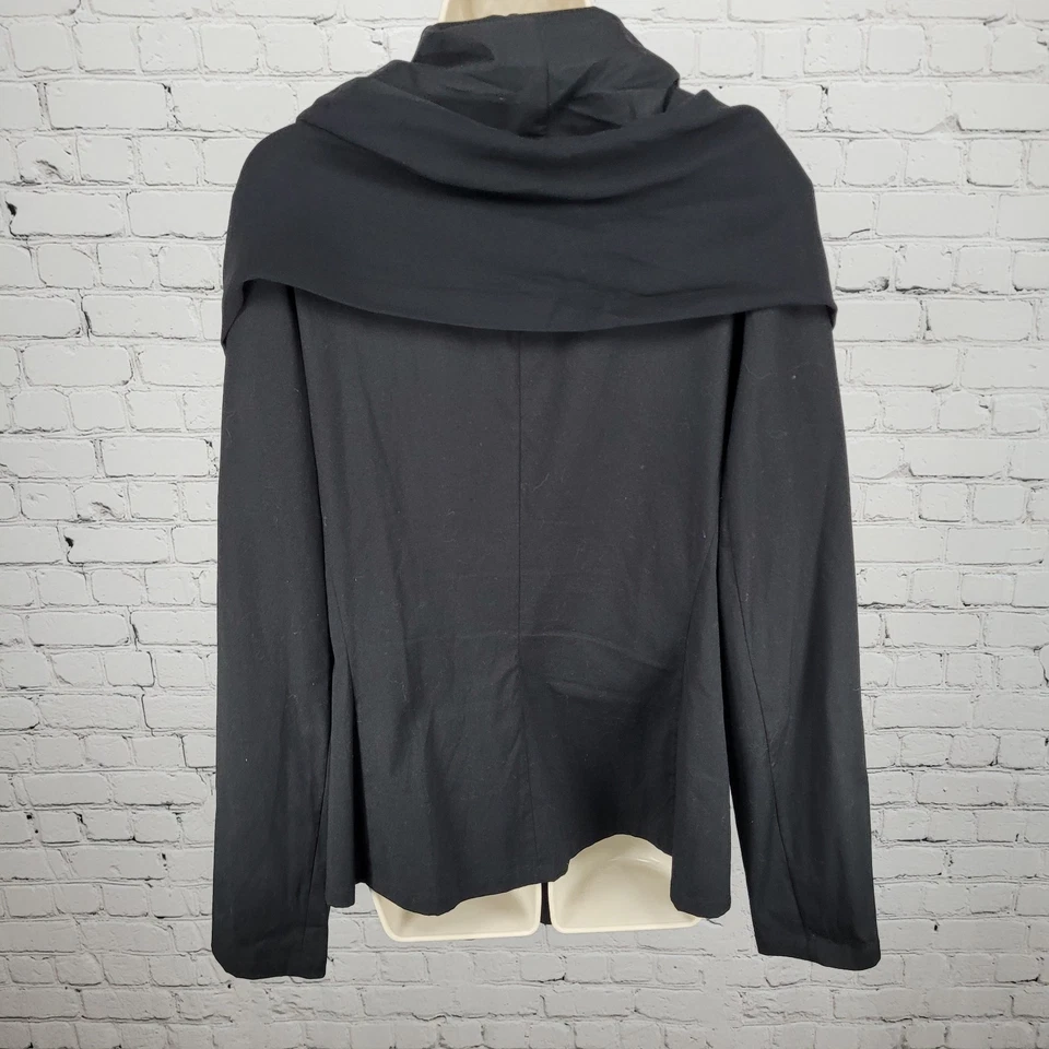 Jaqueta Lafayette 148 preta leve de seda elástica xale de chiffon gola capuz 16 - Imagem 2 de 4