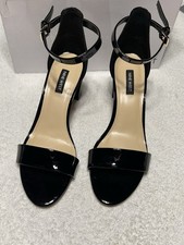 Nine West Women Shoes 8M Pruce Block Heeled Sandal Black Patent Size 9M  nIB
