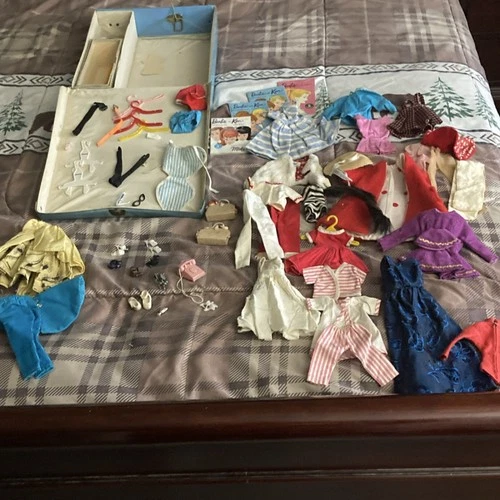 Barbie Vintage Doll Clothing Shoes Bags Accessories Lot with Storage Case 1960s