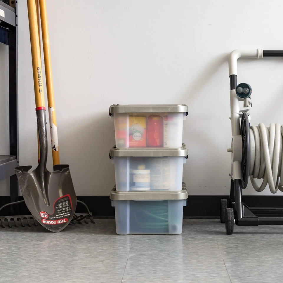 Contenedores de almacenamiento de 16 cuartos de galón de EE. UU. con tapa de sellado de junta, paquete de 3 - sin BPA, resistente Mo... Foto 3 de 3