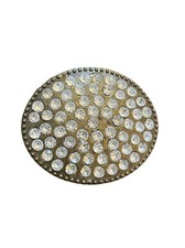 Vintage Oval Belt Buckle Big Rhinestones Crystal Retro Western 3.5  X 2.75  