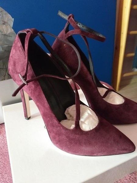 Women Charles Davis Heels Burgundy Leather 38.5