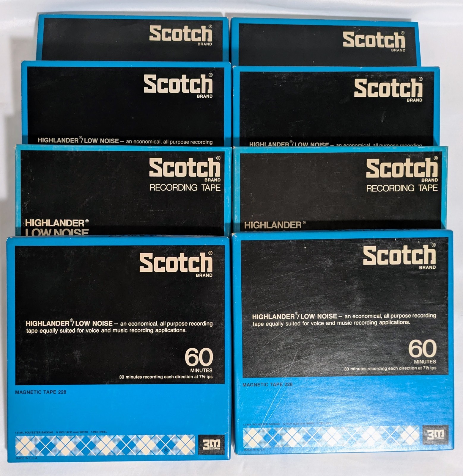 SCOTCH  LOW NOISE MAGNETIC TAPE 228  60 MINUTES 1200FT Mix Lot 8 Reel To Reel