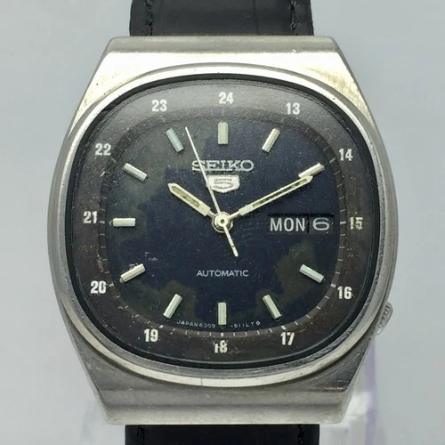 Seiko 5 Automatic 6309-510A Railway Dial Day/Date Vintage Men’s Watch