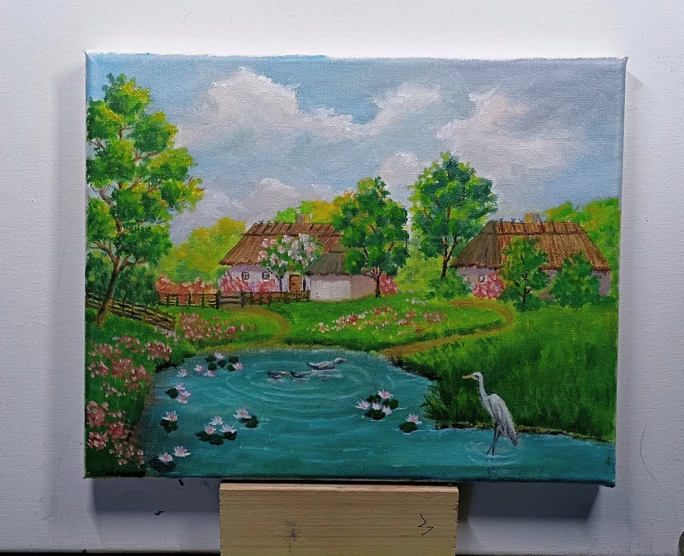 Искусство 8»/10» оригинальная картина маслом, славянская деревня, пейзаж - Изображение 4 из 4