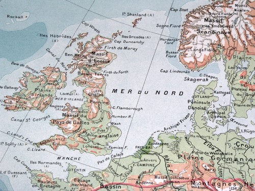 1925 VINTAGE PHYSICAL MAP OF EUROPE / MOUNTAINS RIVERS - 第 4/14 張圖片