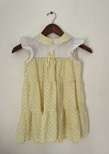 Vintage Sears Girls Party Dress Size 6 Smocked Peter Pan Collar Yellow Floral