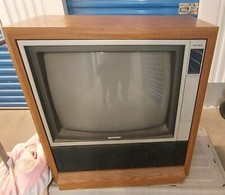 RARE Vintage 25" Sharp Console CRT TV Retro Gaming Wood Cabinet Console TV