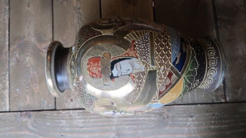 Authentische japanische königliche Satsuma Vase aus der Meiji-Zeit 12 Zoll Goldmarke