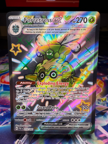 Forretress ex Pokemon TCG Paldean Fates 212/091 Ultra Rare Shiny