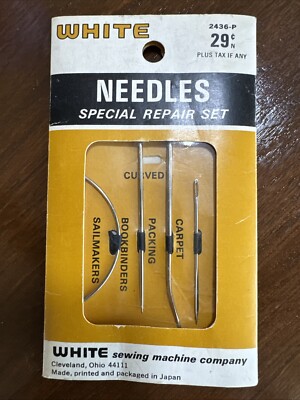 Vintage UNOPENED Set of Seven HOME REPAIR NEEDLES WHITE 2436-P Made in Japan