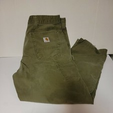Men's Carhartt B324 ARG Carpenter Relaxed Fit Twill Work Pants Mens 42x30 Green