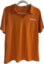 Whataburger SHIRT Size MEDIUM Orange Striped Uniform Short Sleeve